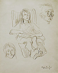 Girl in a Deck Chair and Self Portrait Girl in a Deck Chair and Self Portrait