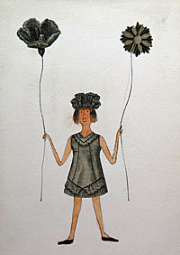 A Woman Holding Flowers A Woman Holding Flowers