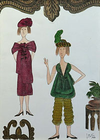 Two Women with a Plant on a Plant Stand Two Women with a Plant on a Plant Stand